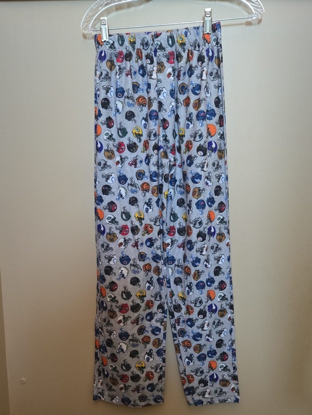 NFL Grey Kids Pajama Pants with Multicolor Helmet Print